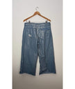 Fashionova Wide Leg Jeans Women Size 13 Silver Metallic Distressed Cropped