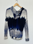 Chris & Carol Shirt Womens Large Blue Tie Dye Paisley Hooded Tunic Top Lightweight