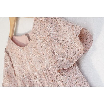 Hippington Mumford Dress Women Large Pink Floral Lace Babydoll Short Sleeve
