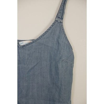 C&C California Camisole Top Women Small Blue Lyocell Chambray Sleeveless V-Neck