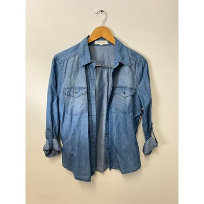 Love Tree Button-Down Denim Shirt - Medium