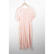 Time and Tru Double Cloth Midi Dress Women Large Coral Peony Striped Button