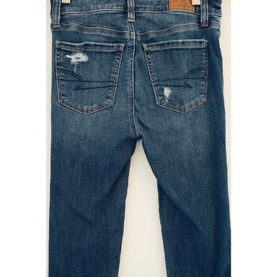 American Eagle Dark Wash Super Hi-Rise Distressed Jeggings Size 00