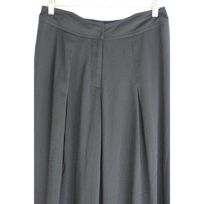 ASHRO Black Wide-Leg Pleated Trousers Size 8