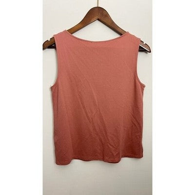 Tahari Tank Top Women Small Pink Mauve Sleeveless Boat Neck Knit Shell