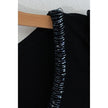 Kenar Tank Top Women Large Black Beaded Neck Ruffle Sleeve Viscose Ruching