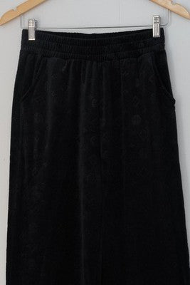 Sweatpants Womens Small/ Medium Black Velour Wide Leg Lounge Pants Casual