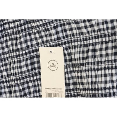 No Boundaries Smocked Cami Top Women Extra Large Navy White Gingham Cropped