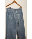 Fashionova Wide Leg Jeans Women Size 13 Silver Metallic Distressed Cropped