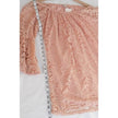 WinWin Full Lace Tunic Women Small/Medium Peach Off Shoulder Bell Sleeve Top