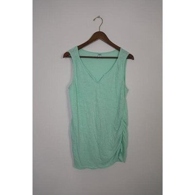 Old Navy Tank Top Women Large Mint Green Maternity Ruched V-Neck Sleeveless