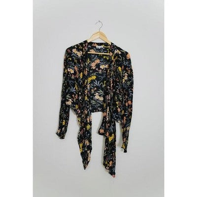 Patrons of Peace Black Floral Cardigan Size Medium