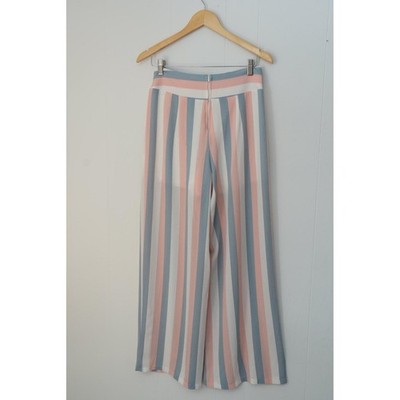 Charming Charlie Dress Pants Womens Medium Multicolor Wide Leg Striped Lined