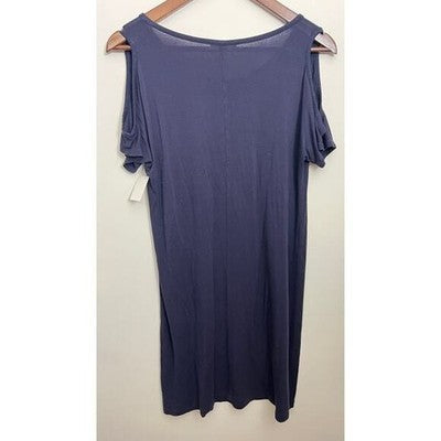 Zenana Outfitters T-Shirt Dress Womens S Navy Blue Cold Shoulder Short Sleeve