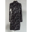 Soybu Dress Women Medium Black White Floral Print Mock Neck Long Sleeve Keyhole