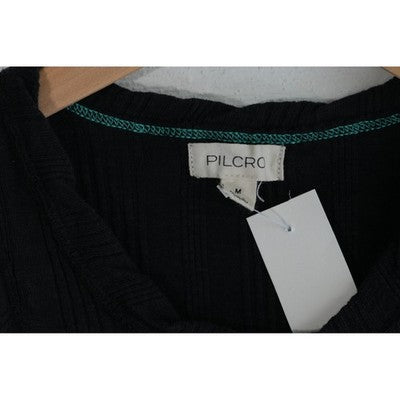 Pilcro Tank Top Women Medium Black Ribbed Knit Racerback Sleeveless Crew Neck