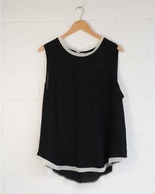 Who What Wear Womens Sleeveless Layered Blouse Black White Medium Keyhole Back