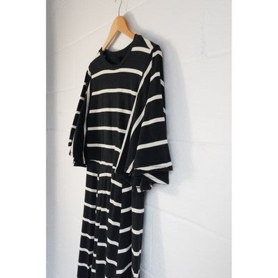 Who What Wear Striped Midi Dress Women Medium Black White Flutter Sleeve