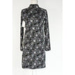 Soybu Dress Women Medium Black White Floral Print Mock Neck Long Sleeve Keyhole