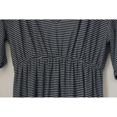 Blakeley Maxi Dress Women Small/Medium Dark Navy Blue Striped Ruffle V-Neck