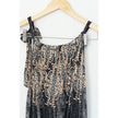 Romper Jumper Women Medium Black Silk Blend Paisley Print Pocket