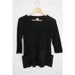 Moth Anthropologie Knit Tunic Top Women Small/ Petite Black Mixed Media Patch Pockets