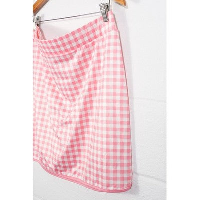 J.Crew Gingham Active Skort Women Extra Large Pink White Checkered BF735