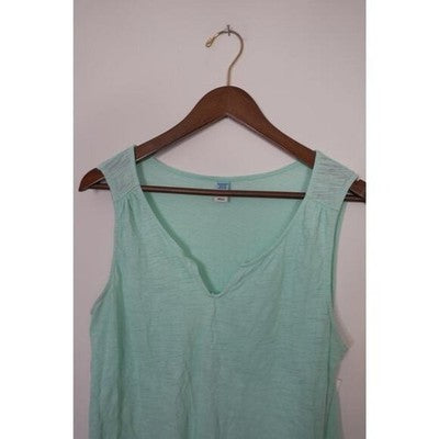 Old Navy Tank Top Women Large Mint Green Maternity Ruched V-Neck Sleeveless