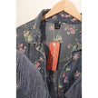 SHEIN Button Down Shirt Women X-Large Blue Floral Fringe Western Denim Top