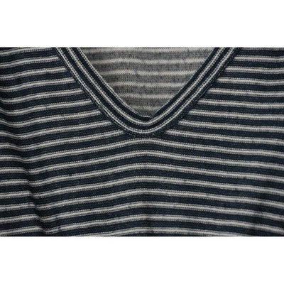 Blakeley Maxi Dress Women Small/Medium Dark Navy Blue Striped Ruffle V-Neck