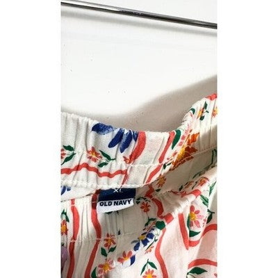 Floral Print Poplin Pajama Pants Old Navy Size XL