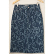 Cato Est. 1946 Denim Midi Skirt Women Size 2 Blue Heart Swirl Print Pencil Skirt