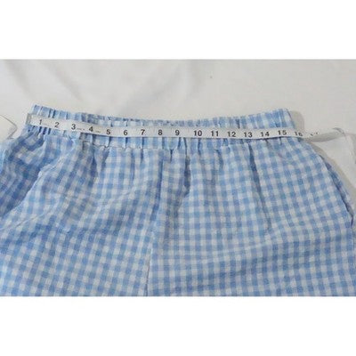 Gingham Shorts Women Extra Large Blue White Checkered Elastic