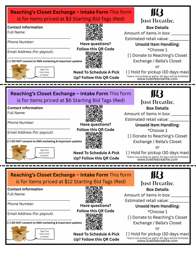 Reaching's Closet Exchange Form