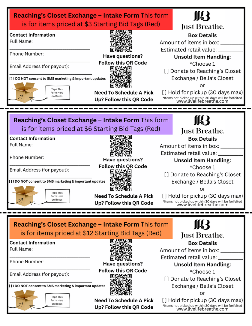 Reaching's Closet Exchange Form