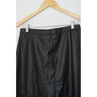 Cato Faux Leather Skirt Women Size Small Black Tiered Midi A-Line
