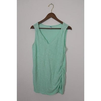Old Navy Tank Top Women Large Mint Green Maternity Ruched V-Neck Sleeveless