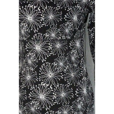 Soybu Dress Women Medium Black White Floral Print Mock Neck Long Sleeve Keyhole