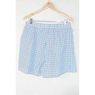 Gingham Shorts Women Extra Large Blue White Checkered Elastic