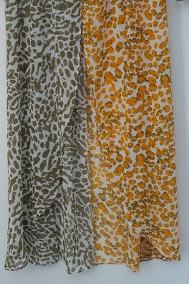 Cato Mixed Leopard Print Midi Dress Women Small Orange Olive Smocked Bell Sleeve