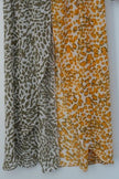 Cato Mixed Leopard Print Midi Dress Women Small Orange Olive Smocked Bell Sleeve