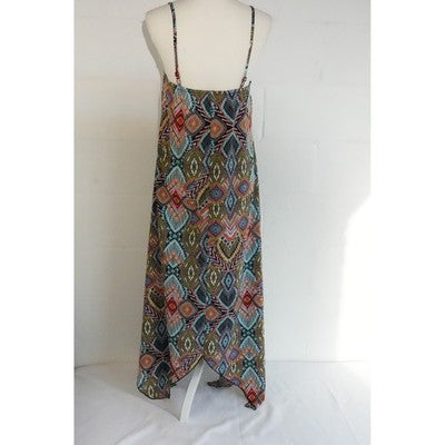 Bailey Blue Handkerchief Hem Maxi Dress Womens Medium Geometric Print