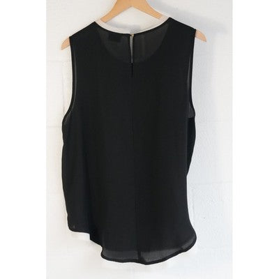 Who What Wear Womens Sleeveless Layered Blouse Black White Medium Keyhole Back