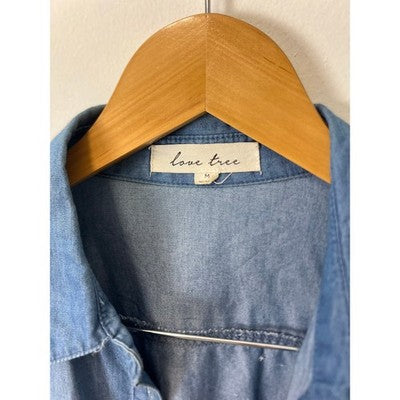 Love Tree Button-Down Denim Shirt - Medium