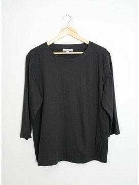 Southern Lady 3/4 Sleeve Top Womens 1X Black Crew Neck Solid Knit Blouse