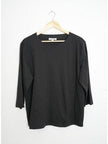 Southern Lady 3/4 Sleeve Top Womens 1X Black Crew Neck Solid Knit Blouse