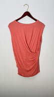 Fantastic Fawn Coral Pink Ribbed Surplice Wrap Back Tank Top - Size Medium