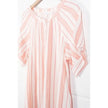 Time and Tru Double Cloth Midi Dress Women Large Coral Peony Striped Button