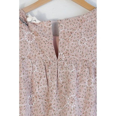 Hippington Mumford Dress Women Large Pink Floral Lace Babydoll Short Sleeve