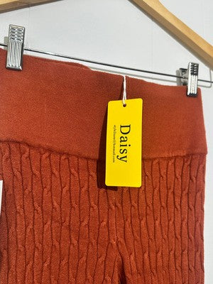 Daisy Rust ribbed knit high-waist leggings medium